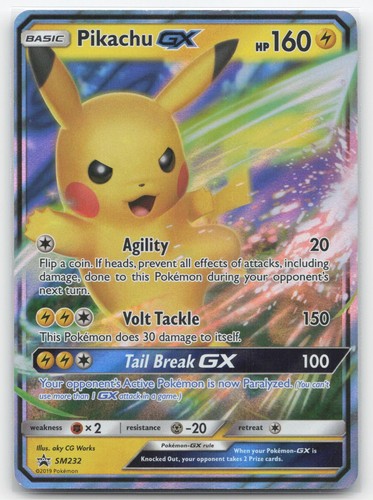 PIKACHU GX - SUN & MOON PROMO SM232 HOLO SMP POKEMON TCG CARD NM