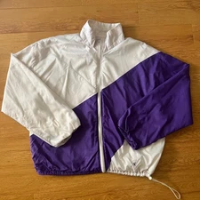 Vintage 90s Varsity Track Jacket XL | Purple White USA Made Streetwear Y2K Sport