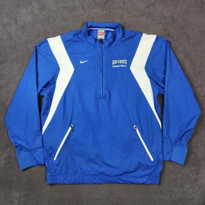 Air Force Falcons Basketball Nike 1/4 Zip Pullover Jacket Mens Small Blue White