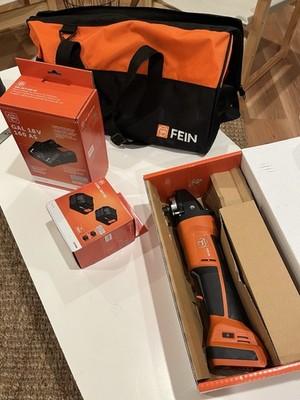 Fein 5in Paddle Switch Angle Grinder Kit , 18V Battery, Charger, Orange/Black