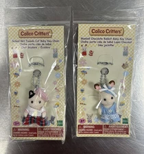 Sylvanian Families Calico Critters Tuxedo Cat 2 Bag Charm Lot Bluebell Rabbit