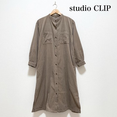 Studio Clip Japan 100% Cotton Corduroy Shirt Dress BeigeGray M Natural Relaxed