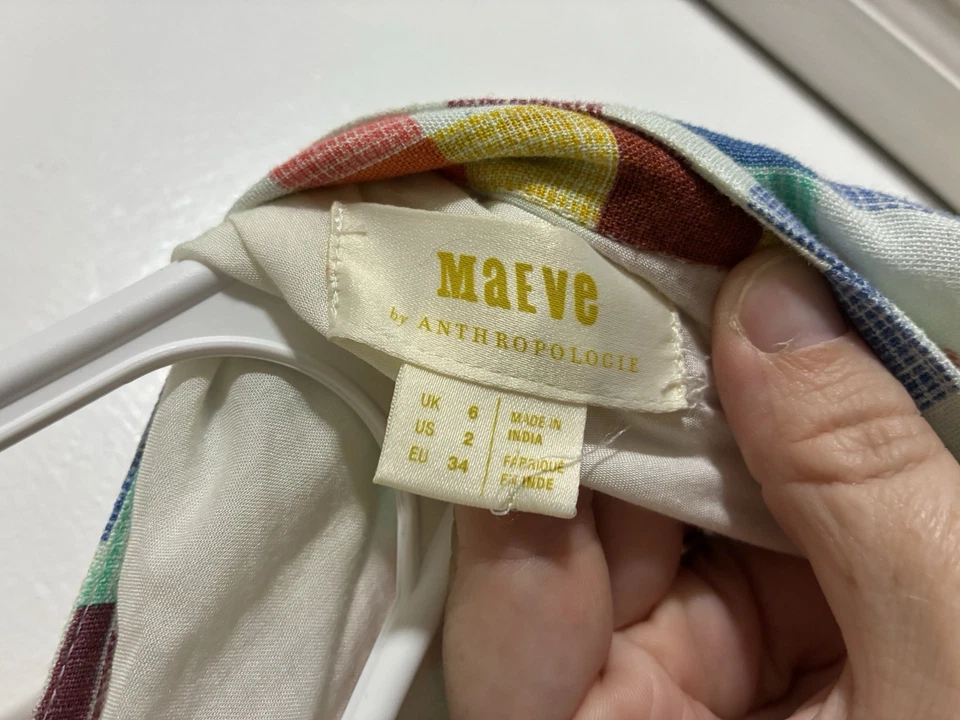 Falda midi a cuadros multicolor línea A Maeve Anthropologie 2 Foto 4 de 4