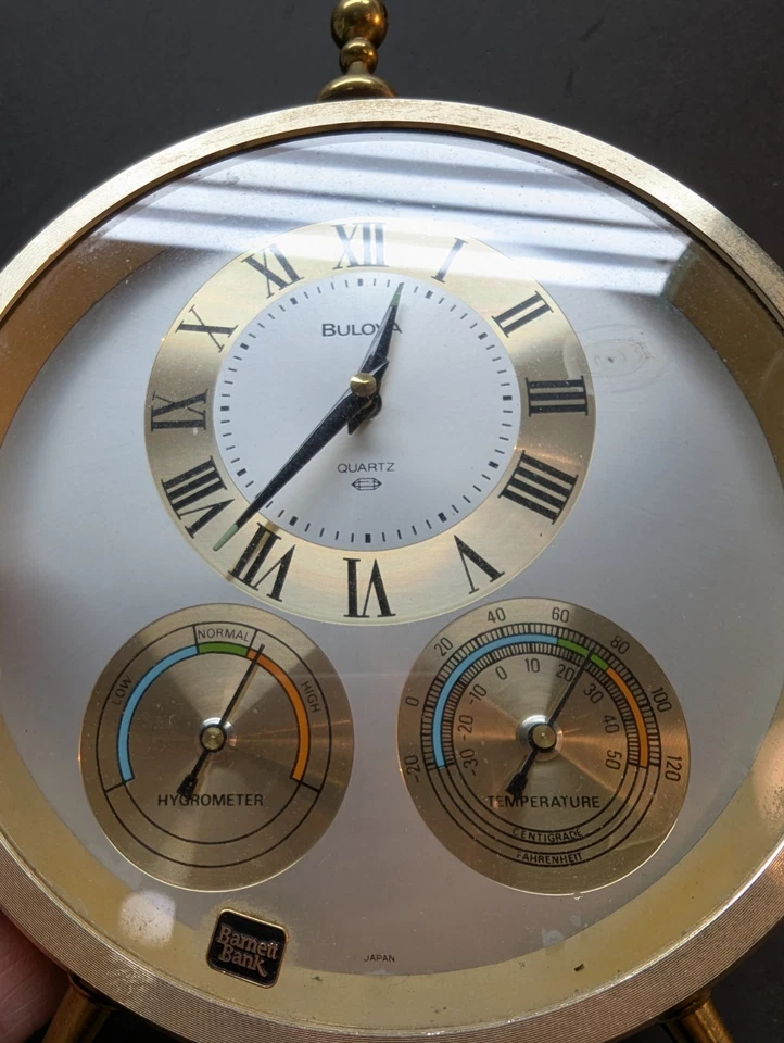 Vintage Bulova x DuPont Tabletop Quartz Weather Clock Barnett Bank Japan Mov - Image 3 of 4