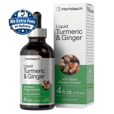 Gotas Líquidas de Cúrcuma Curcumina con Pimienta Negra y Jengibre 4 oz (118 mL)