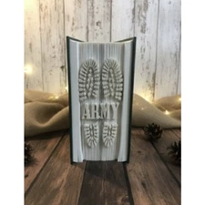 Handcrafted Upcycled ~ Folded Book Art ~Army Boot Soles