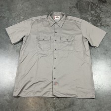 Dickies Work Shirt Mens XL Gray Button Up Short Sleeve Pockets Work Wear Preown