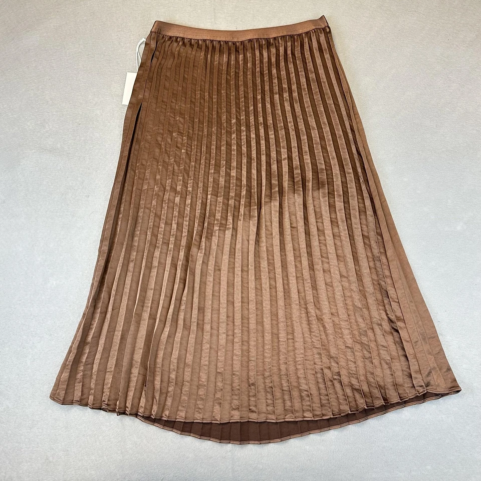 Falda LC Lauren Conrad Mujer Grande Marrón Plisada Midi Chocolate Poliéster Kohls Foto 3 de 4