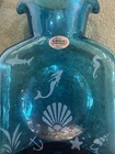 BLENKO TEAL BLUE GLASS DOUBLE SPOUT DECANTER SEA LIFE NAUTICAL VASE 8.25” TALL