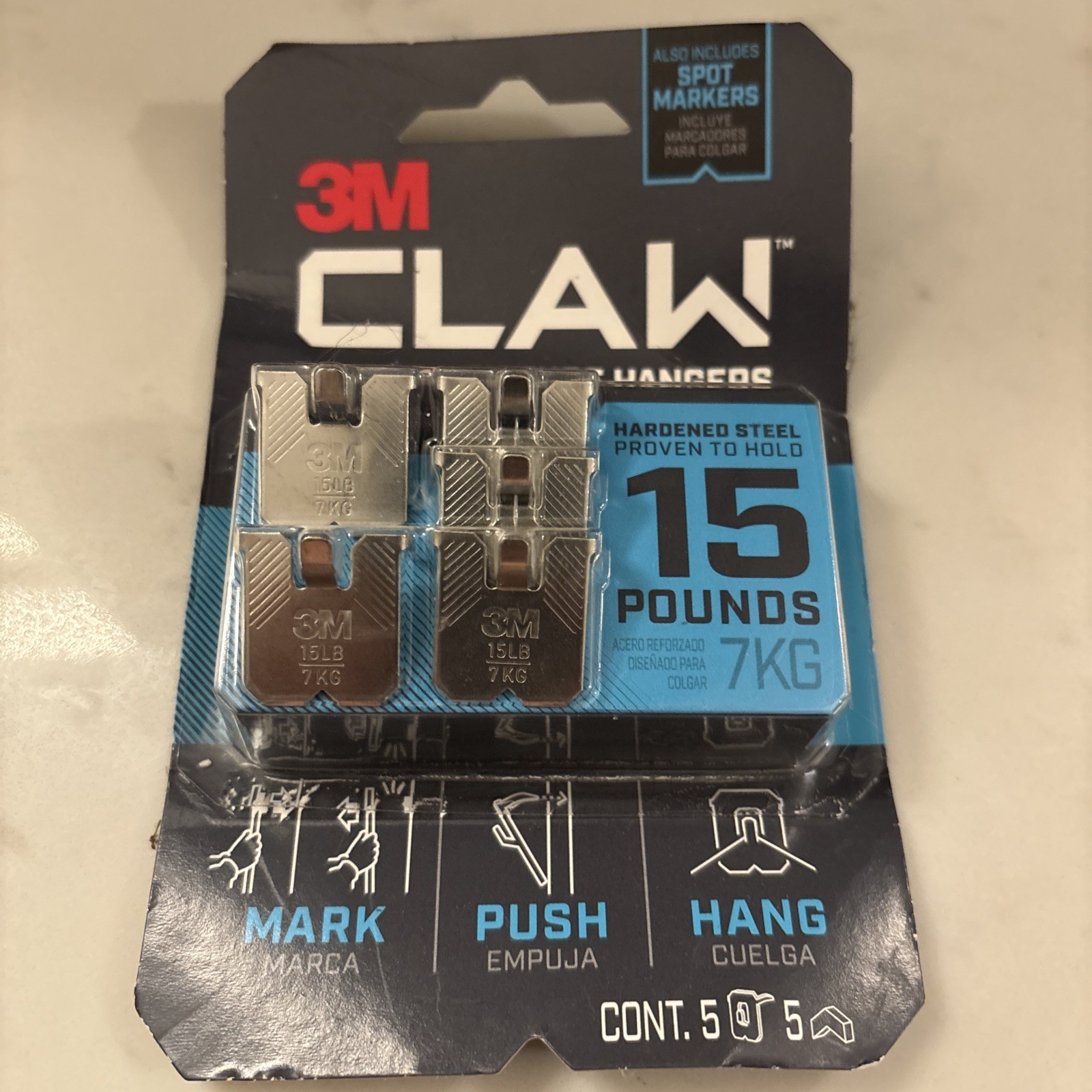 3M Claw Drywall Picture Hanger with Temporary Spot Marker, Holds 15 Lb 1 Pack