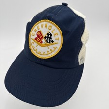 VTG 80's Corvette Navy-White Mesh Snapback Trucker Hat Embroidered Made In USA