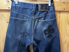 VTG Y2K SouthPole Dark Wash Baggy Wide-leg Skater Jeans Embroidered Sz 30 Grunge