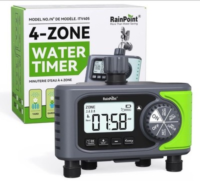 RainPoint  4-Zone Digital Water Timer, Automatic Irrigation Controller ITV405