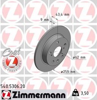 2X Bremsscheibe Coat Z Zimmermann 540.5306.20 FüR Suzuki Vitara LY SX4 Swift JY