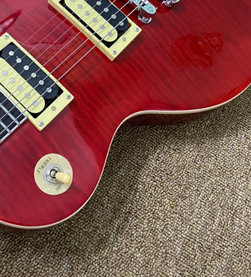 Cherry Red Flame Maple Top  6-String Solid Body with Electric Guitar HH pickup