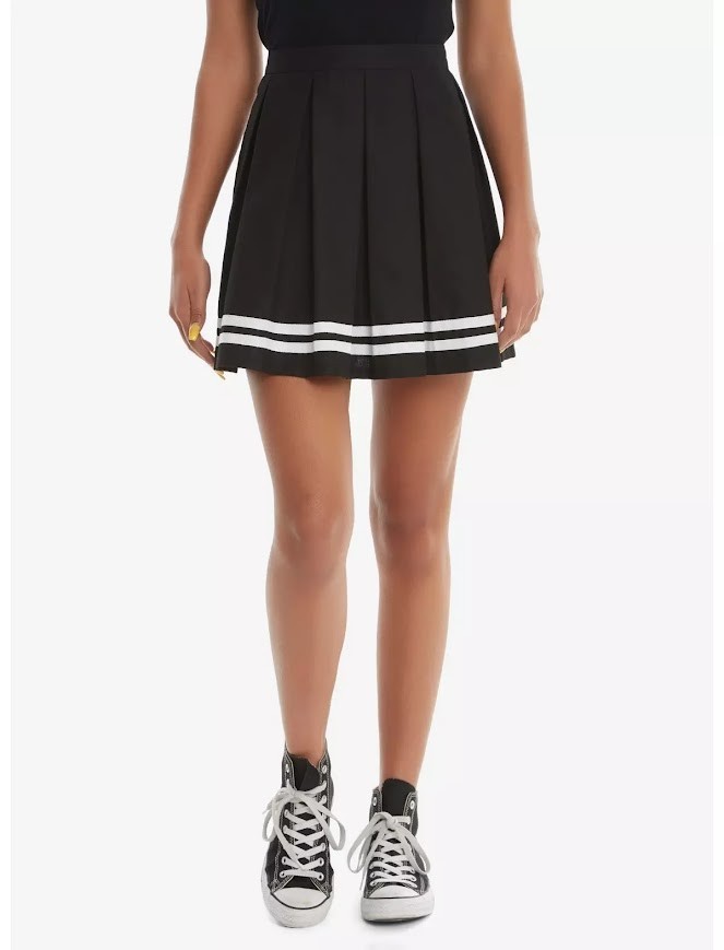 Hot Topic Black & White Striped Mini Skirt Emo Academia Tennis Style Small