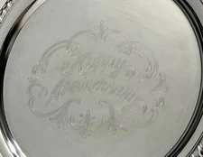 Happy Anniversary Silver 12.25" Tray by Shelton Ware NY
