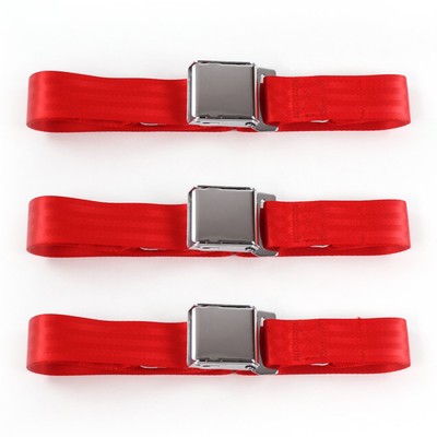  D Truck 1972-1980 Airplane 2pt Red Lap Bench Seat Belt Kit - 3 Belts 