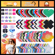 Disposable Nipple Covers - Self-Adhesive Satin Pasties for Women, No Show Glitte