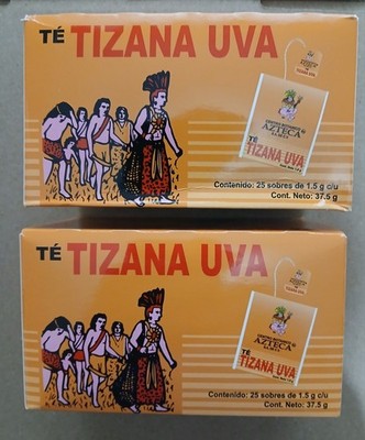 2X AZTECA TIZANA UVA TEA ( TE ) - 2 BOXES OF 25 TEA BAGS EACH - FREE SHIPPING 