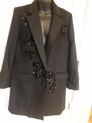 electra 60% Wool embroidered black classic  coat sz 10  ret $595