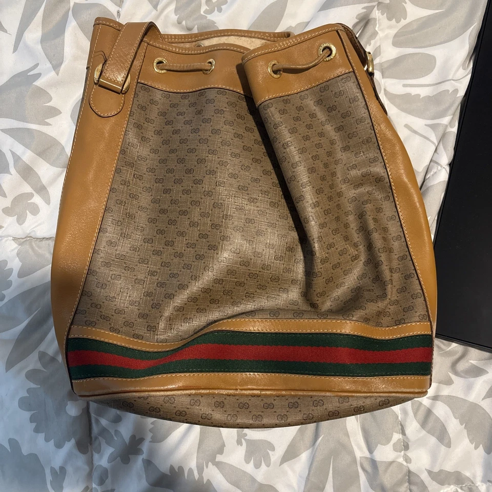 Винтажная сумка-ведро Gucci GG Supreme - Изображение 3 из 4