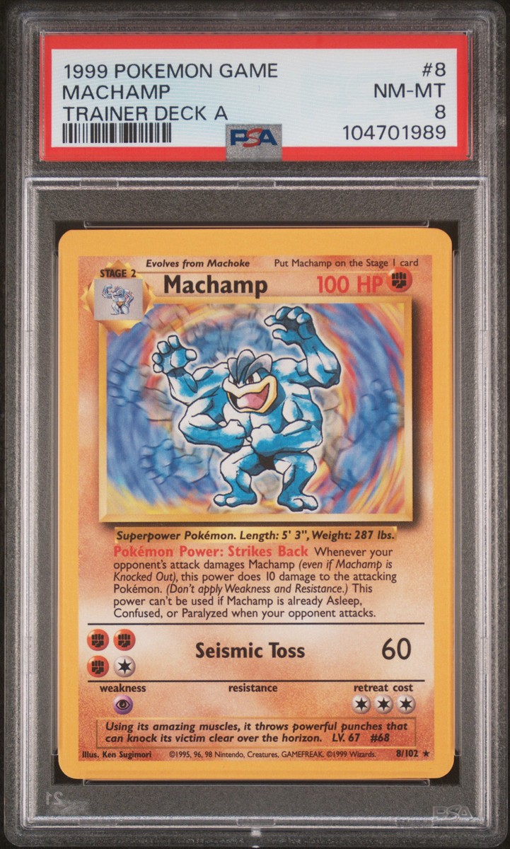 PSA 8 Machamp Trainer Deck A Brock's RED BACK #8 1999 Pokemon