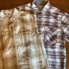 2x Carhartt XL Short  Sleeved Shirts Relaxed Fit Multicolor Plaid  Button-Up EUC