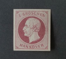 1859 MiNr 14c Georg 1 Gr. in c-Farbe lilakarmin ungebraucht mit Falz gepr&uuml;ft BPP
