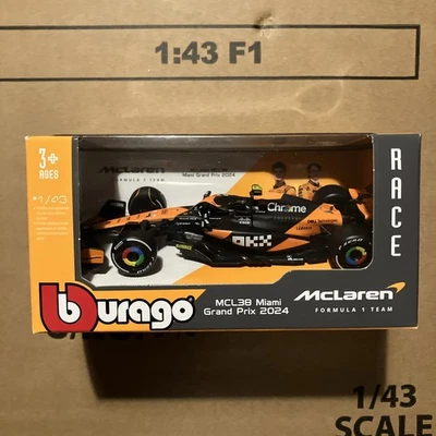 BBurago Formula 1 Car - McLaren MCL38 Miami GP 2024 - #4 Lando Norris