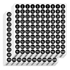 Black Number Stickers Labels 1000 PCS, 1" Consecutive Number Stickers 1-200, ...