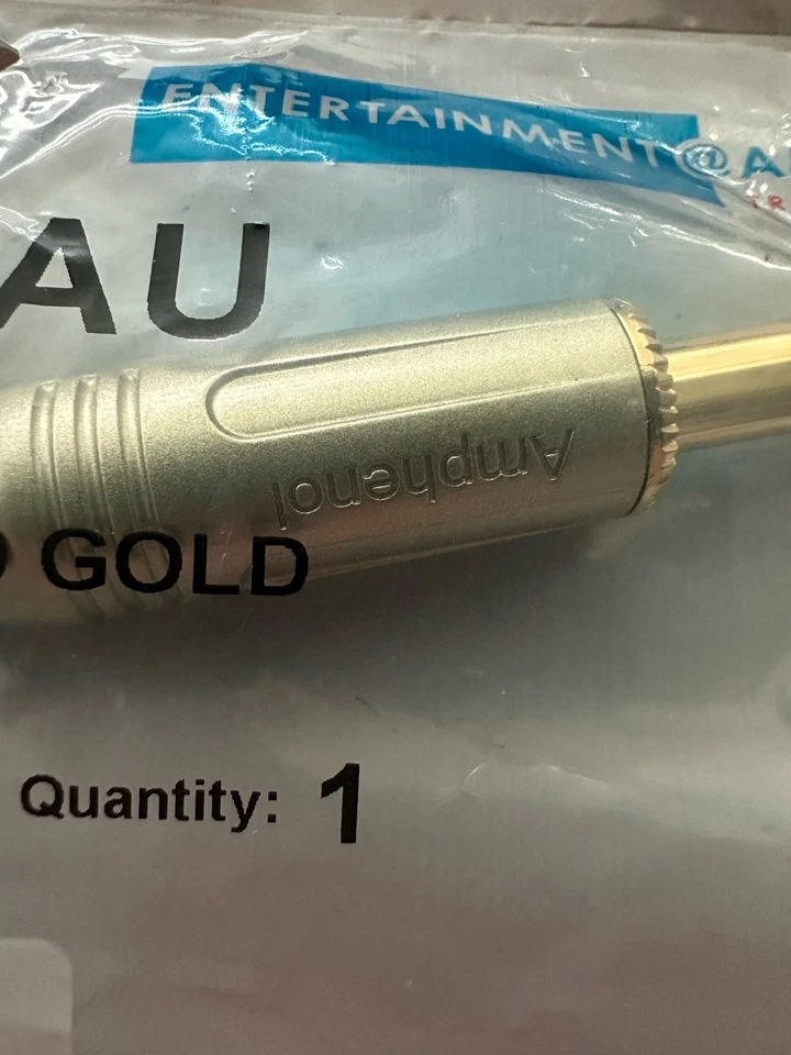 Amphenol - Conector de enchufe de teléfono estéreo recto de 1/4” ACPS-GN-AU - dorado - nuevo Foto 2 de 4