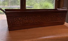 Copper Rectangle Planter 15” Embossed Flowers Plants