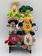 Vtg 6 Veggie Friends Seedies Plush Squash Onion Broccoli Corn Mushroom Tomato