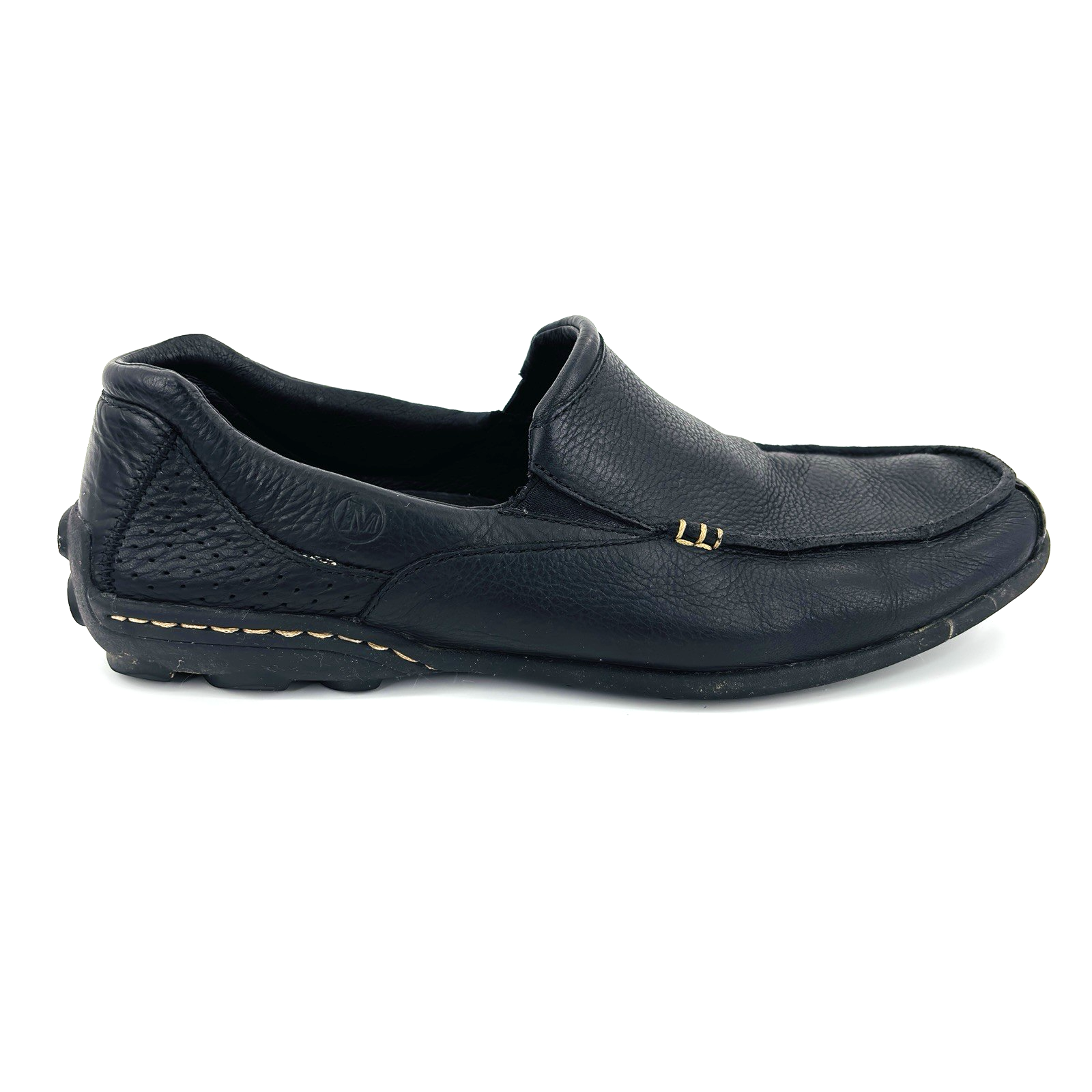 Scarpe mocassini da guida uomo 12 Merrell Rally Moc J38509 nero pelle pieno fiore