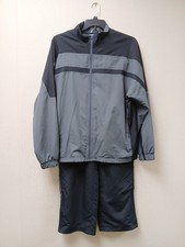 Reebok Men's 2pc Tracksuit Large Black Grey Colorblock Jacket Pants Warmup Gym