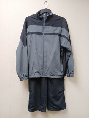 Reebok Men's 2pc Tracksuit Large Black Grey Colorblock Jacket Pants Warmup Gym 