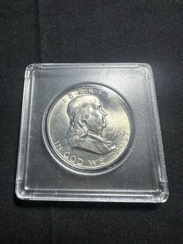 1963 Franklin Half Dollar Proof 90% Silver Raw US Coin in Plastic Holder