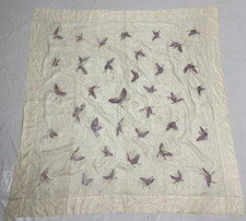 Vintage Chinese Silk Embroidered Gucci Bird Print Textile Panel 115x110 cm