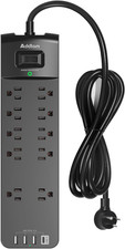 Power Strip - Addtam Surge Protector with 10 Outlets and 4 USB Ports, 6 Feet
