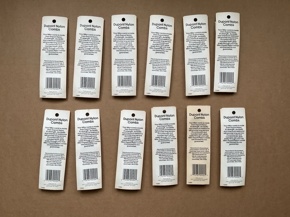12 Vintage 5” DuPont Nylon Combs In Original Packaging Assorted Colors - Image 2 of 2