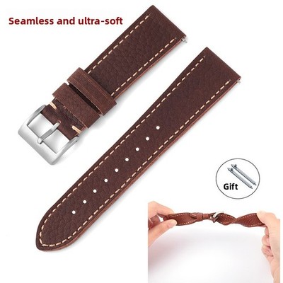Handmade Soft Genuine Leather Watch Strap 20mm 22mm 24mm Mens Quick Release Band