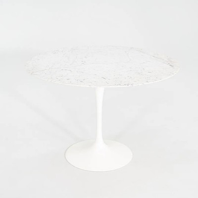 2010s Eero Saarinen for Knoll 42'' Round Dining Table with Carrara Marble Top