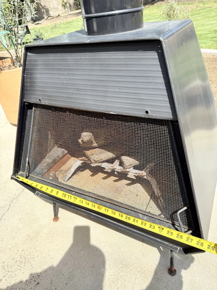 Chimenea de leña moderna de mediados de siglo de la era Sputnik (de pie libre) esmalte negro Foto 4 de 4