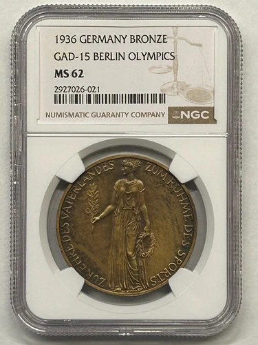 1936 Germany Bronze Medal GAD-15 Berlin Olympics NGC MS-62