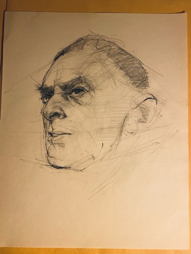 Max Turner Etheric Male Portrait Charcoal On Paper With Bonus