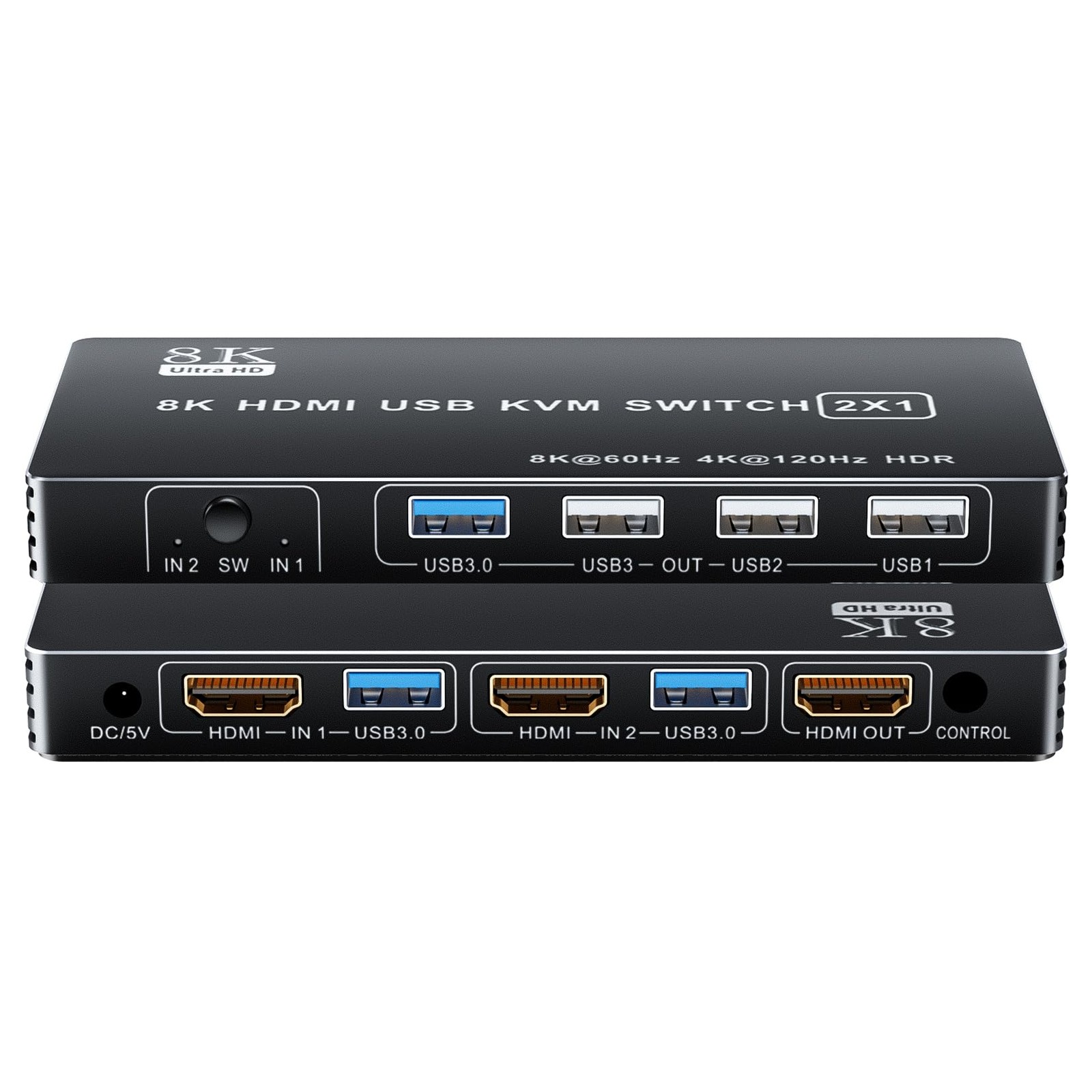 KVM Commutateur HDMI 2.1 Hub USB 3.0 pour Télétravail et Gestion de Deux Ordinateurs