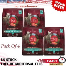 Pack Of 4 Purina ONE True Instinct Real Salmon Tuna Adult Dry Dog Food 3.8 lb