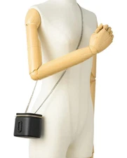 MARC JACOBS Leather Covered J Mark Mini Vanity Crossbody Bag Black Rare - NWT