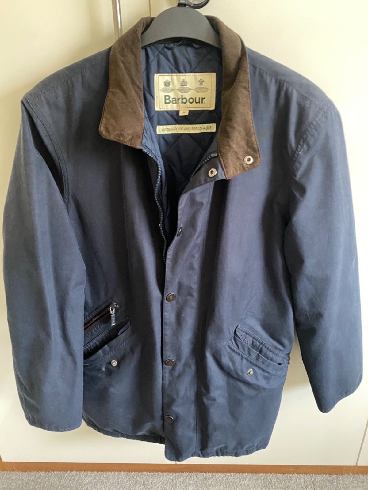Barbour Ashby Men's Navy Blue Wax Jacket Size UK Medium